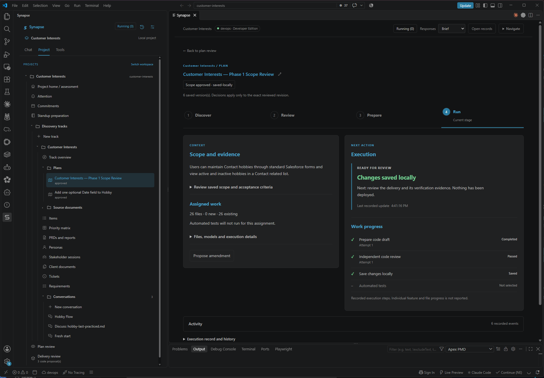 Synapse Solo workspace showing connected personal priorities, projects, and decisions
